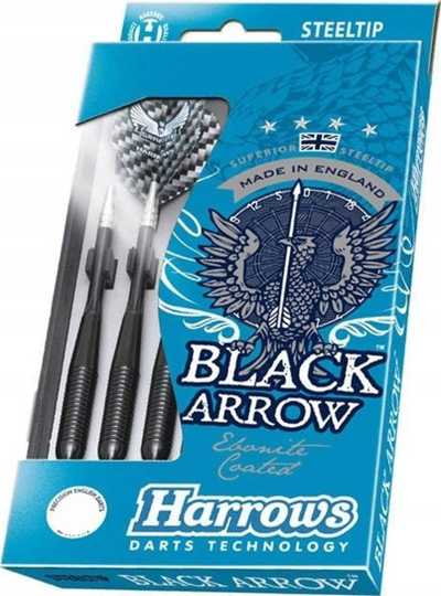 Shigjeta darts Harrows Black Arrow, maja çeliku, bronx me veshje të zezë