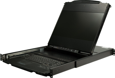 Konzolë KVM rackmount StarTech me dy shina, 17.3\", Full HD 1080p, DVI VGA, e zezë