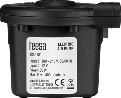 Pompe elektrike Tracer TSA9101 për dyshekë me ajër dhe pishina, 12V / 230V, e zezë