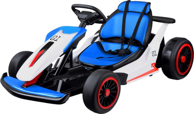 Go kart elektrik Yokomisiad PA0308, me drift, për kalamaj, i bardh e zi e blu