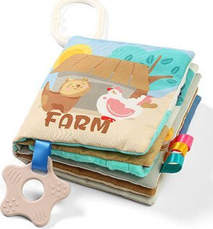 Libër sensitiv për bebe BabyOno Have Fun Sensory Book Farm, kontrast i lartë, me dhëmbëzues, shumëngjyrësh