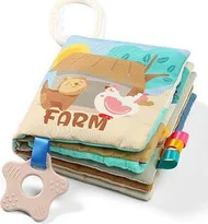 Libër sensitiv për bebe BabyOno Have Fun Sensory Book Farm, kontrast i lartë, me dhëmbëzues, shumëngjyrësh