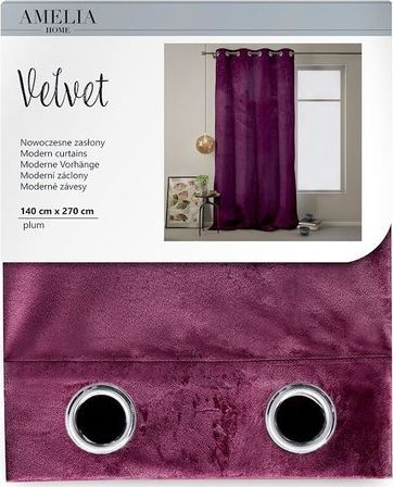 Perde AmeliaHome Velvet, me unaza, 140x270 cm, ngjyrë kumbulle