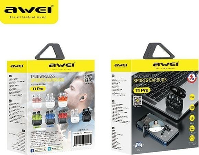 Kufje wireless Awei T1 Pro, Bluetooth 5.3, IPX6, e zezë jeshile