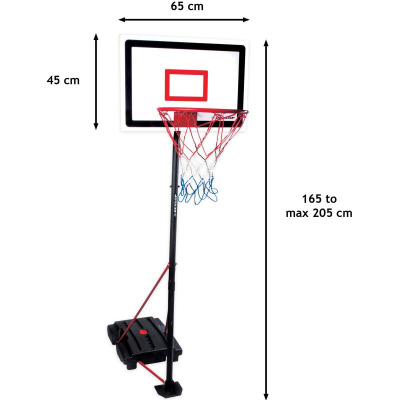 Set basketbolli Dunlop Adjustable 3in1, lartësi 1.65 - 2.05 m, i zi me të kuqe