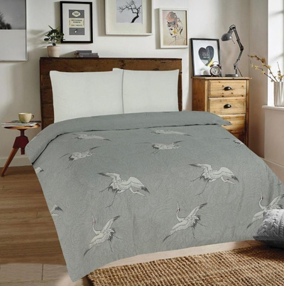 Комплет чаршафи франела Flannel Bedding, 140x200 cm, со штркови, бела и сива