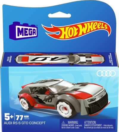 Set ndërtimi MEGA Hot Wheels Audi RS 6 GTO, 77 pjesë, 5+, gri me të kuqe