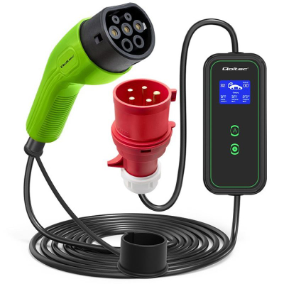 Karikues mobil për makina elektrike Qoltec 2 në 1 Type 2, 7kW, 230V, i zi