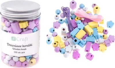 Korale druri dpCraft Wooden Beads In A Jar Pastel, 150 copë, miks ngjyrash pastel