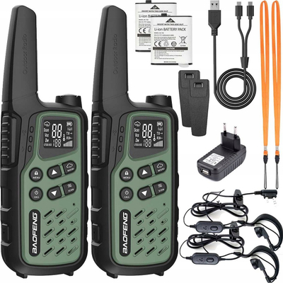 Set walkie talkie Baofeng BF-25E PMR, 10 km, 16 kanale, jeshile