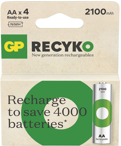 Bateri të rikarikueshme GP ReCyko AA, NiMH, 2100mAh, set me 4 copë
