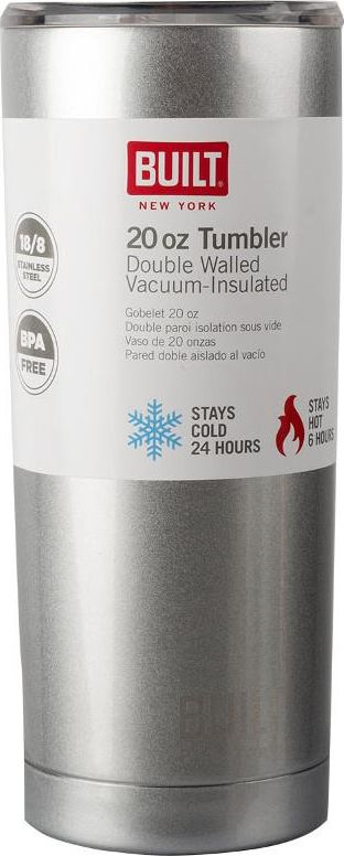 Gotë termike Built New York Tumbler, 590ml, çelik inox, argjendtë