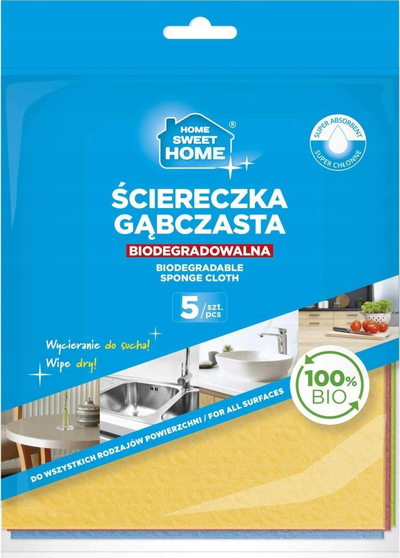 Leckë sfungjeri Spontex Home Sweet Home, biodegraduese, 5 copë, shumëngjyrëshe