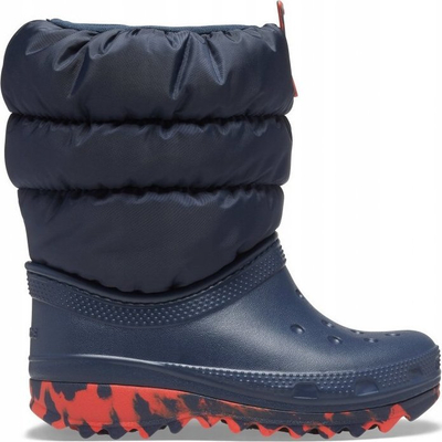 Çizme dimri për kalamaj Crocs Classic Neo Puff Boot Jr 207684-410, që s’i hyn uji, slip-on, blu navy