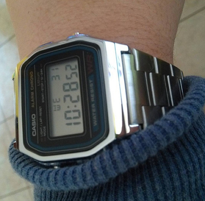 Orë dore për meshkuj Casio Men S Alarm Chrono A158wa-1, e argjendtë