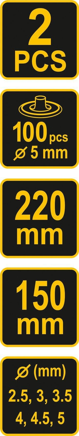 Set pinca për lëkurë Vorel 43603, 2 copë, me unaza metalike