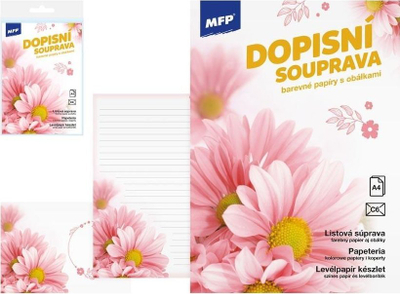 Set letre shkrimi MFP Dopisni Souprava, A4 me zarfe C6, me lule rozë