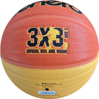 Top basketbolli Enero 3x3 R.6, madhësia 6, gomë e fortë, portokalli me të verdhë