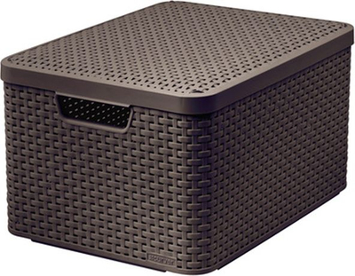 Shportë rregulluese Curver Basket Box L, me kapak, plastike, kafe
