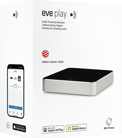 Streamer audio Eve Play, Wi-Fi dhe Ethernet, AirPlay, i zi argjendtë