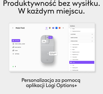 Miu Logitech Mobi Fold, Bluetooth, 4000 DPI, e bardhë