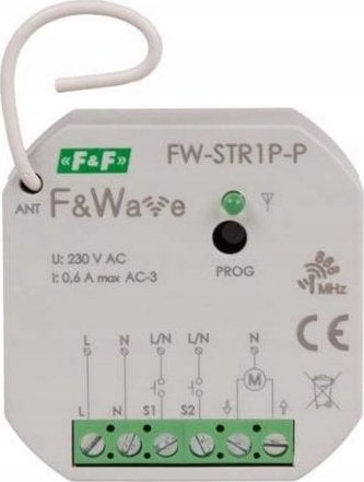 Modul radio për roleta F&amp;Wave FW-STR1D-P, 230V, montim në shinë DIN