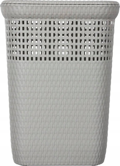 Kosh rrobash plastik 60L, me kapak, gri