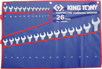 Set çelësa kombinim King Tony, 26 copë, 6 deri 32 mm, me çantë najloni