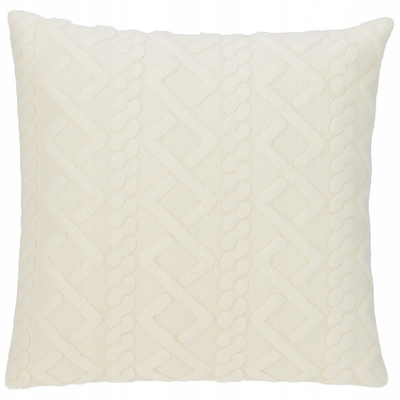 Jastëk dekorativ pa markë 45x45 cm, sherpa jacquard edhe velvet, me ngjyra të buta neutrale