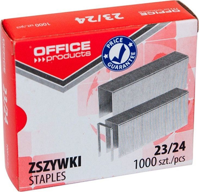 Капси за канцеларија Office Products Staples 23/24, 1000 парчиња, челик, сребрени