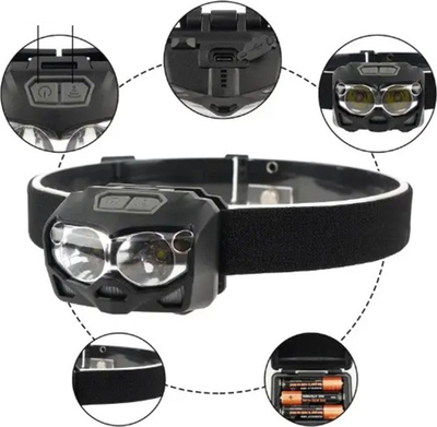 Fener koke LED ZD111, rikarikues USB C, sensor lëvizjeje, i zi