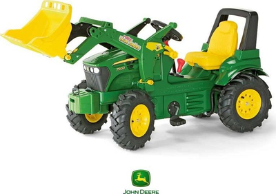 Играчка трактор за деца John Deere 7930, со натоварувачка кофа, пневматски гуми, зелен