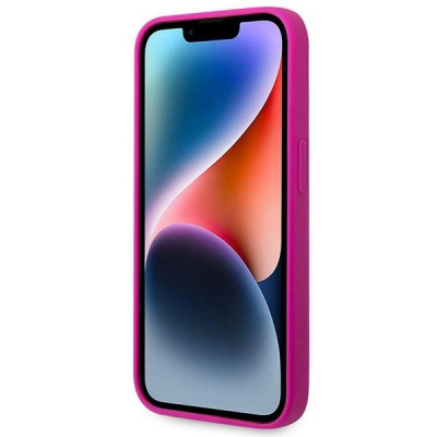Kapak telefoni Guess për iPhone 14 Pro Max, silikon, logo metal, fuksia