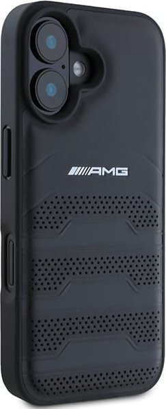 Mbulesë telefoni AMG AMHCP16SGSEBK për iPhone 16 6.1", hardcase lëkurë, e zezë