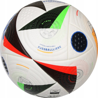Top futbolli adidas Fussballliebe Euro24 Pro IQ3682, zyrtar i UEFA Euro 2024, nr. 5, i bardhë me shumë ngjyra