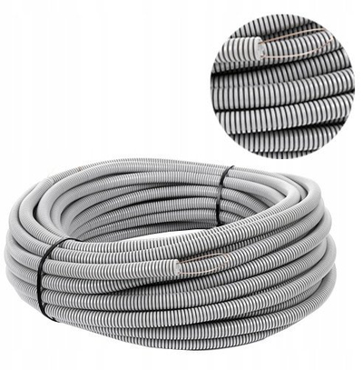 Tub elektrik i valëzuar Peszel 20mm, me fije tërheqëse 320N, 50m, gri