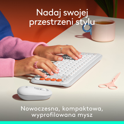 Maus wireless Logitech POP, buton emoji, SilentTouch, i bardhë