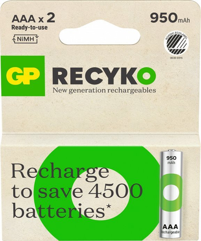 Bateri të rikarikueshme GP ReCyko AAA 950mAh, NiMH, set me 2 copë