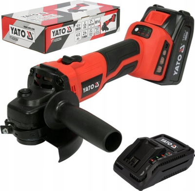 Mulli këndor Yato Brushless, 125mm, 18V 4Ah, i kuq