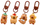 Set varëse çelësash mini Capybara, 4 copë, plastikë, shumëngjyrëshe