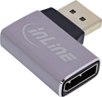 Adapter DisplayPort InLine 1.4, prizë edhe fole, kënd 90°, 8K UHD