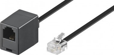 Kabllo zgjatues telefoni Wentronic Goobay 68258, RJ-11 M në RJ-11 F, 15 m, e sheshtë, e zezë