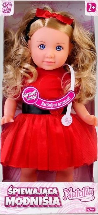 Kukull Artyk Natalia që këndon, Fashionista 36 cm, me zë, me fustan të kuq