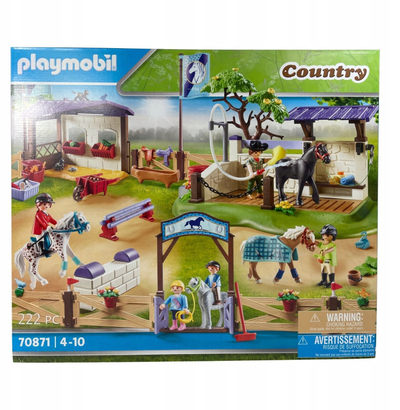 Set lodrash PLAYMOBIL Equestrian Tournament 70871, 222 pjesë, me vend për larjen e kuajve, shumëngjyrësh