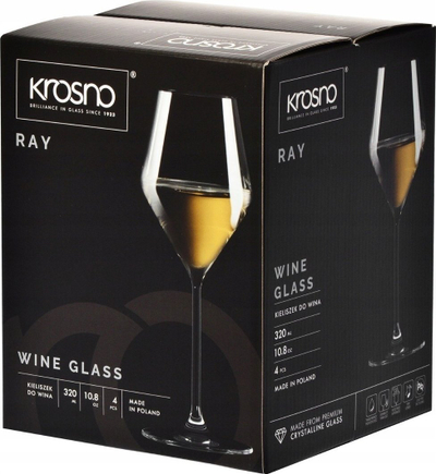 Set gota vere të bardhë Krosno Ray, 320ml, x4, transparente