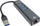 Adapter HUB USB PremiumCord, USB 3.0 në LAN RJ45 Gigabit, 3x USB 3.0, gri metalik
