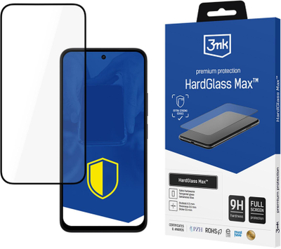 Xham mbrojtës 3MK HardGlass Max për Xiaomi Redmi 15 5G, xham i temperuar 9H, kornizë e zezë