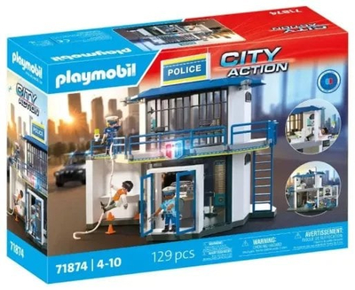 Set lodrash Playmobil Police Station City Action 71874, 129 copë, 4-10 vjeç, shumëngjyrësh