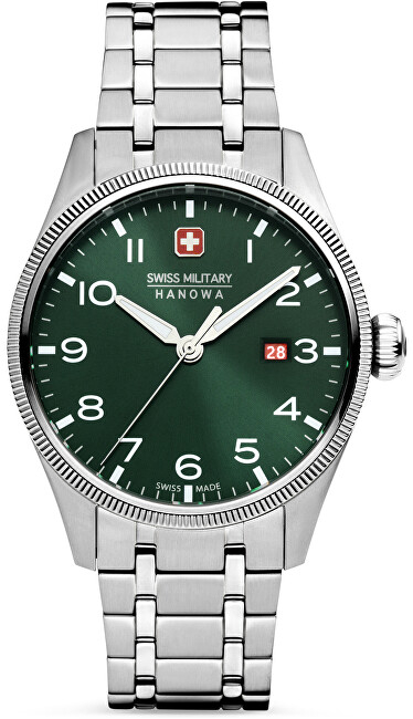 Orë për meshkuj Swiss Military Hanowa Thunderbolt SMWGH0000803, e argjendtë/gjelbër
