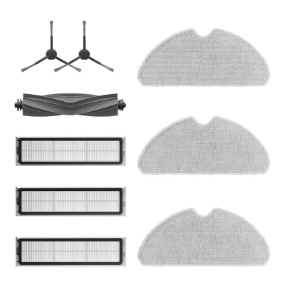 Set aksesorësh Dreame D9 Max Gen2, furça dhe filtra zëvendësues, lecka pastrimi, gri